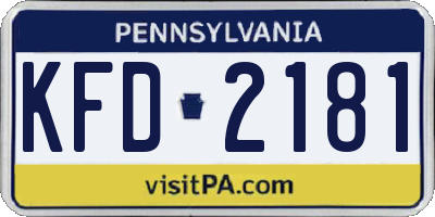 PA license plate KFD2181