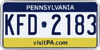 PA license plate KFD2183