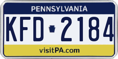 PA license plate KFD2184