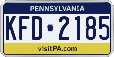 PA license plate KFD2185