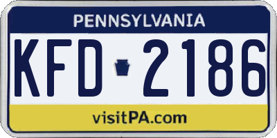 PA license plate KFD2186