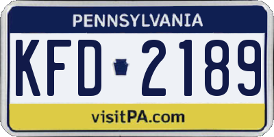 PA license plate KFD2189
