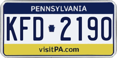 PA license plate KFD2190
