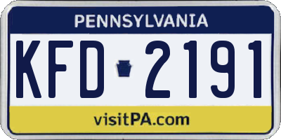 PA license plate KFD2191