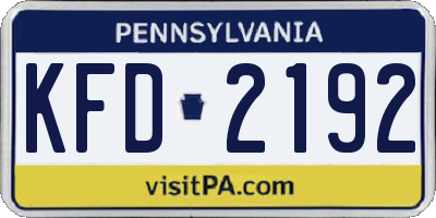 PA license plate KFD2192