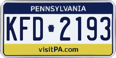 PA license plate KFD2193