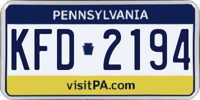 PA license plate KFD2194