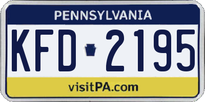 PA license plate KFD2195