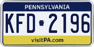 PA license plate KFD2196