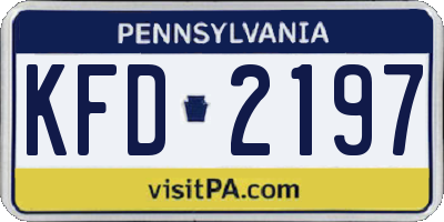 PA license plate KFD2197