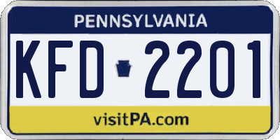 PA license plate KFD2201