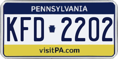 PA license plate KFD2202