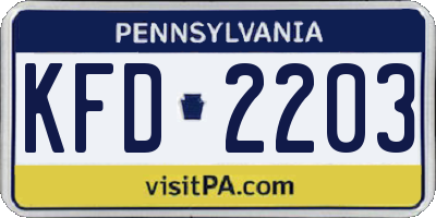 PA license plate KFD2203