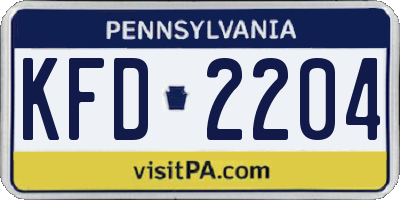 PA license plate KFD2204