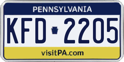 PA license plate KFD2205
