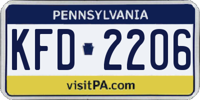 PA license plate KFD2206