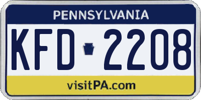 PA license plate KFD2208