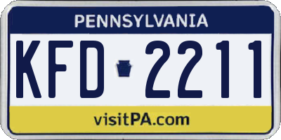 PA license plate KFD2211