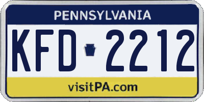 PA license plate KFD2212