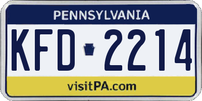 PA license plate KFD2214
