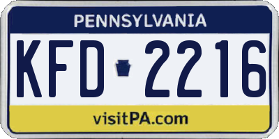 PA license plate KFD2216