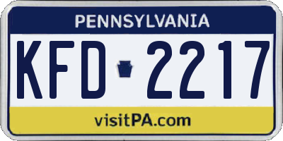 PA license plate KFD2217