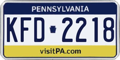 PA license plate KFD2218