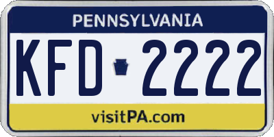 PA license plate KFD2222