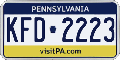 PA license plate KFD2223