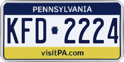 PA license plate KFD2224