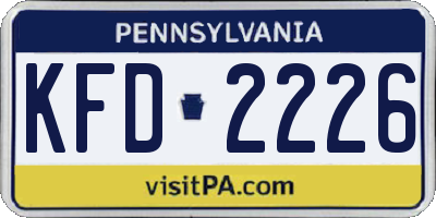 PA license plate KFD2226