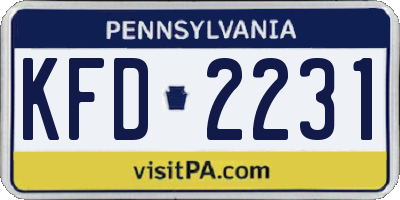 PA license plate KFD2231