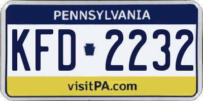 PA license plate KFD2232
