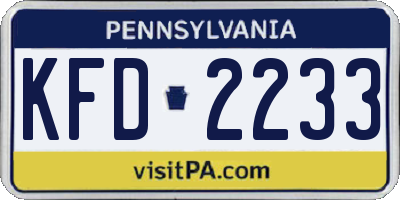PA license plate KFD2233