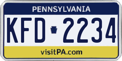 PA license plate KFD2234