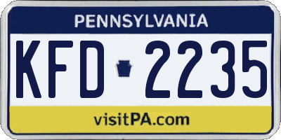 PA license plate KFD2235
