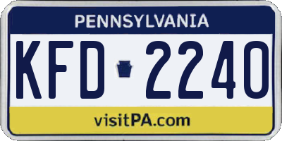 PA license plate KFD2240