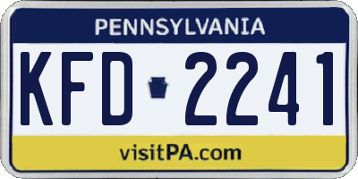 PA license plate KFD2241