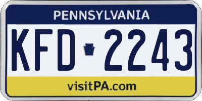 PA license plate KFD2243