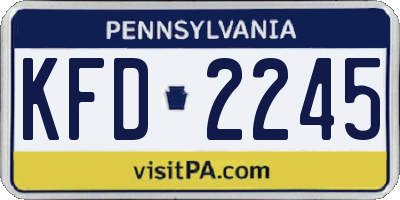 PA license plate KFD2245