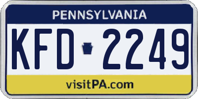 PA license plate KFD2249
