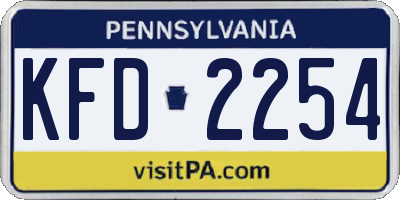 PA license plate KFD2254