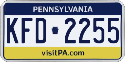 PA license plate KFD2255