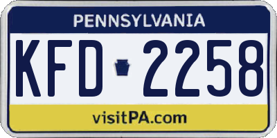 PA license plate KFD2258