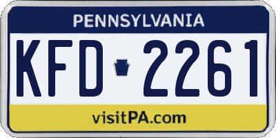 PA license plate KFD2261