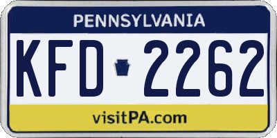 PA license plate KFD2262