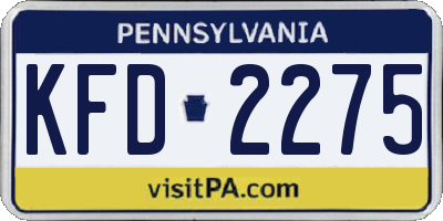 PA license plate KFD2275