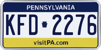 PA license plate KFD2276