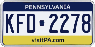 PA license plate KFD2278