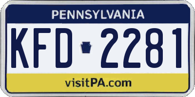 PA license plate KFD2281